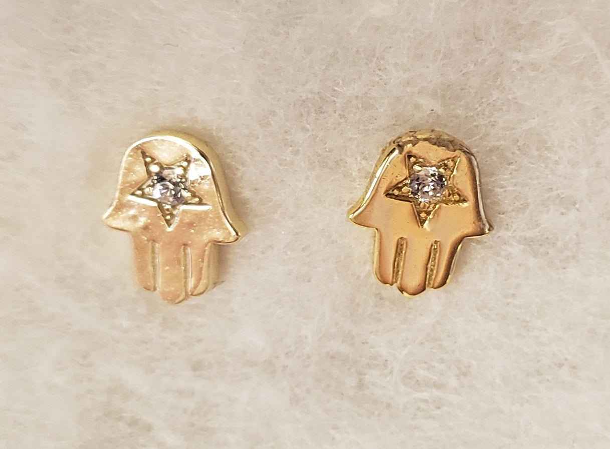 Earrings – Hamsa with Crystal