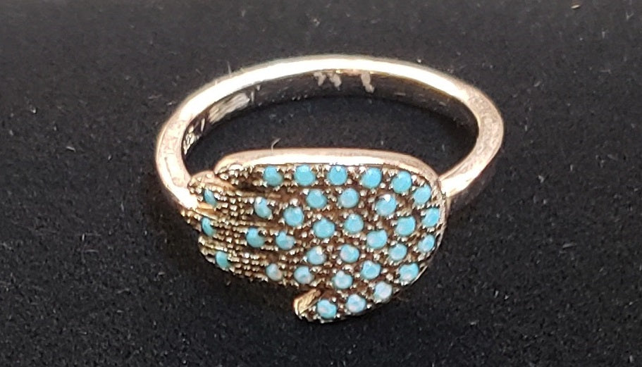 Ring – Hamsa with Blue Stones