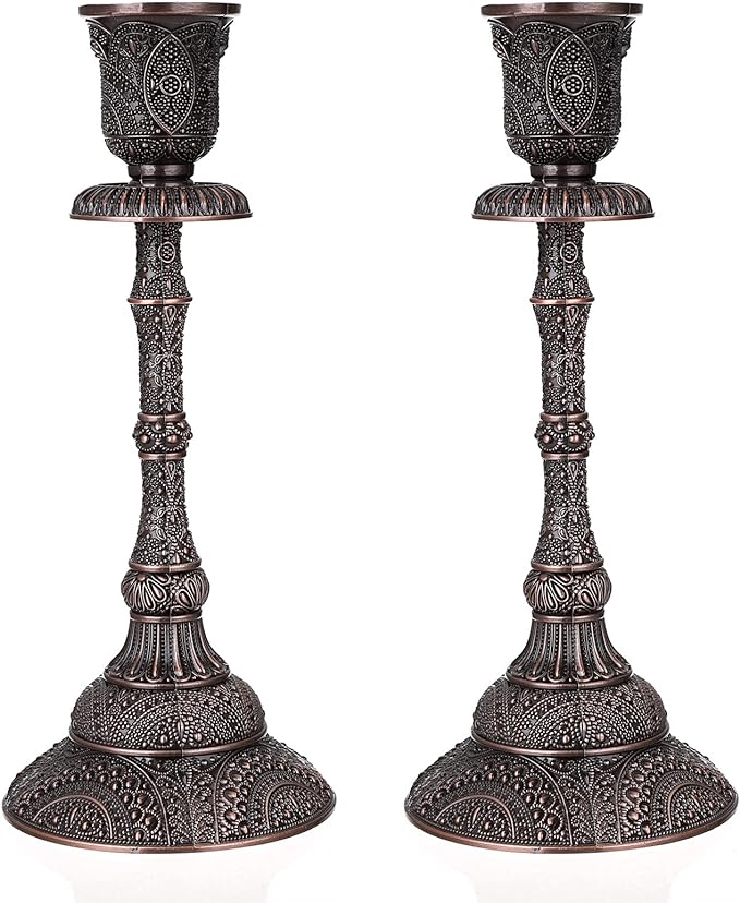 Shabbat Candlesticks – Bronze Ornate Design