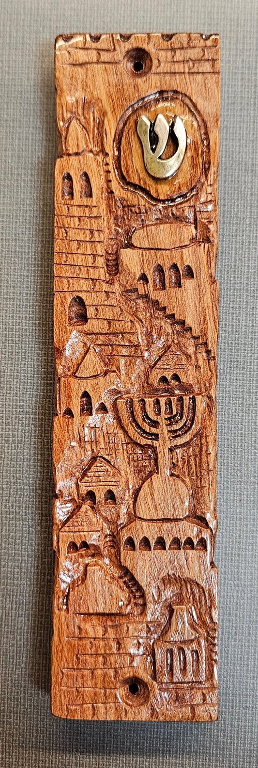 Mezuzah Large Carved Wood