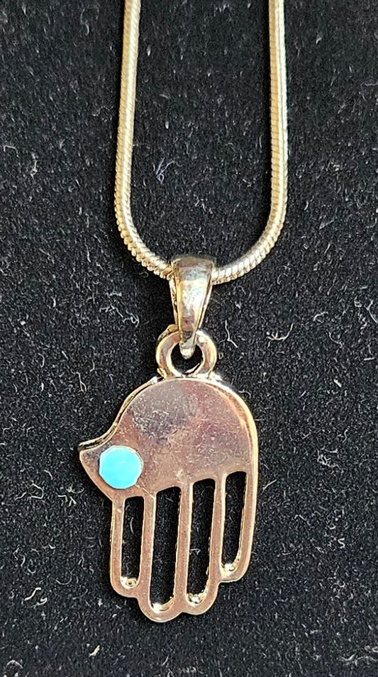 Necklace with Small Silver Hamsa