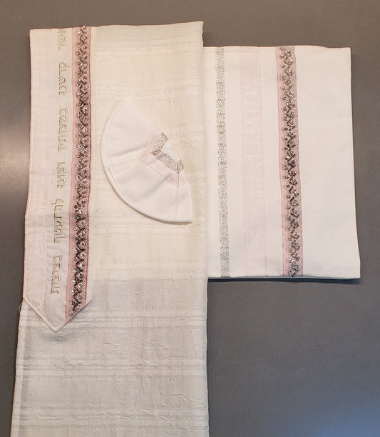 Tallit Set – Pink Beaded