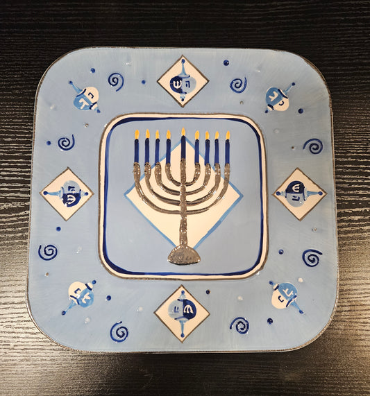 Hanukkah Plate - Menorah Design