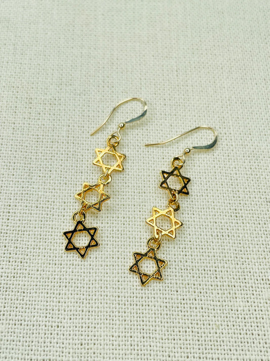 Earrings – Gold Triple Star