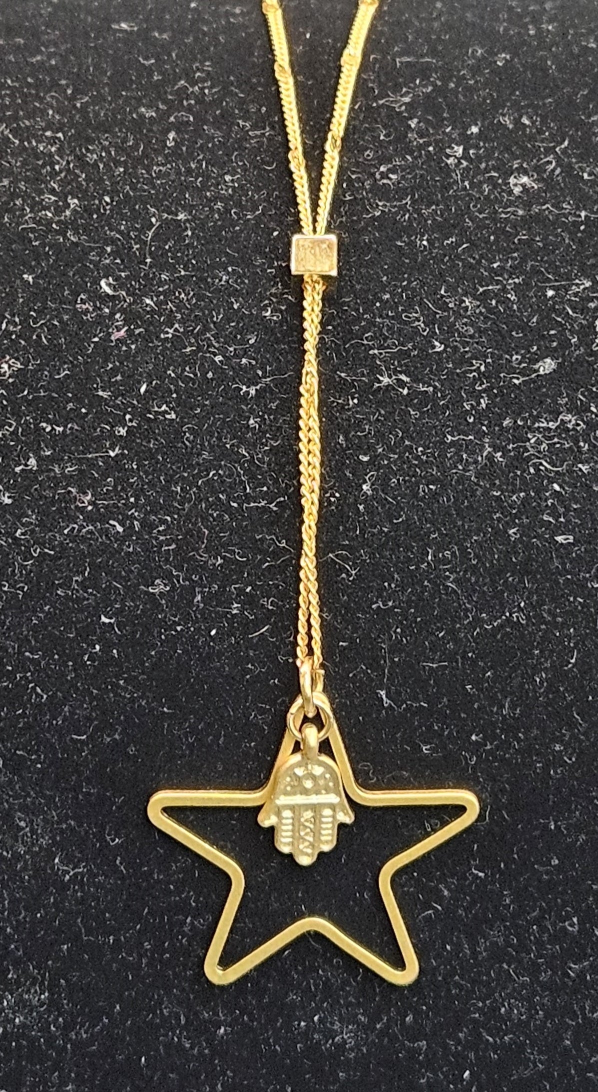 Necklace with Tiny Hamsa and Star