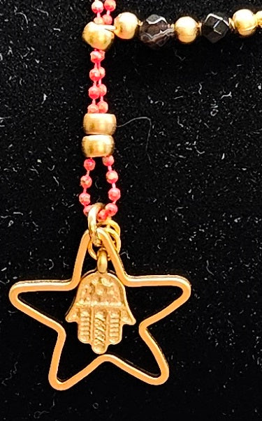 Necklace with Tiny Hamsa and Star