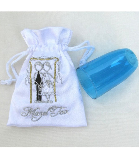 Wedding Chuppah Glass with Embroidered Pouch