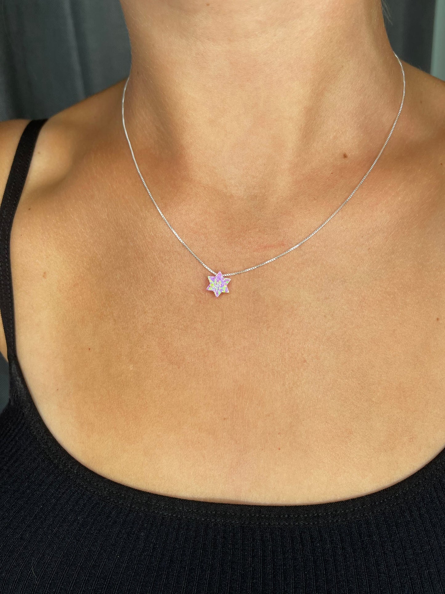 Necklace - Jewish Star - Small Opal