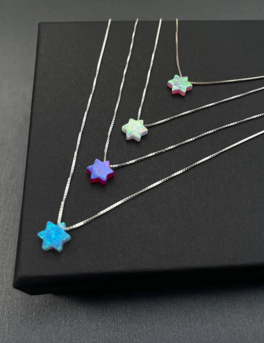 Necklace - Jewish Star - Small Opal