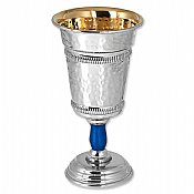 Kiddush Cup – Hammered Texture with Blue