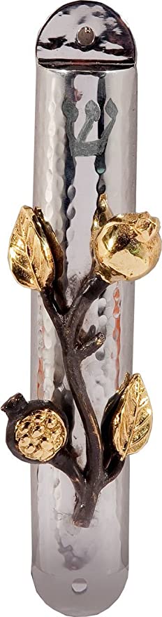 Mezuzah by Yair Emanuel – Hammered with Pomegranate Branch